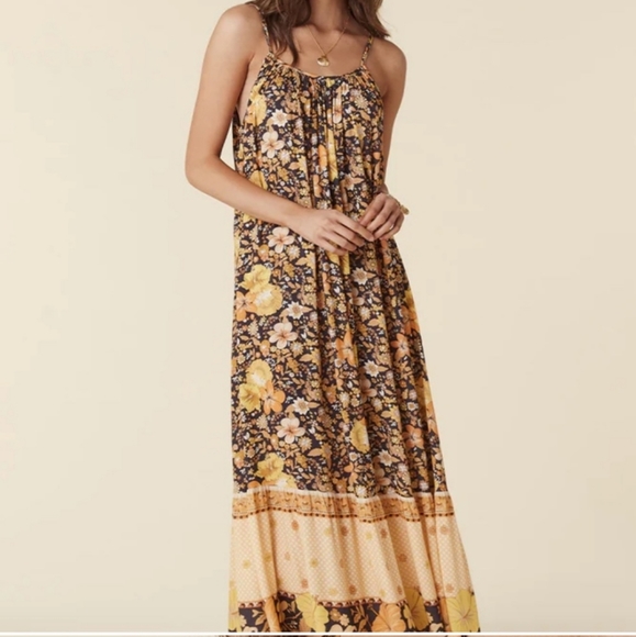 Spell & The Gypsy Hibiscus LaneStrappy Maxi Dress in Licorice SMALL NWT - Picture 2 of 5